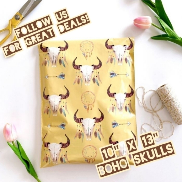 Other - 100 Boho Skulls 10x13 Poly Mailers